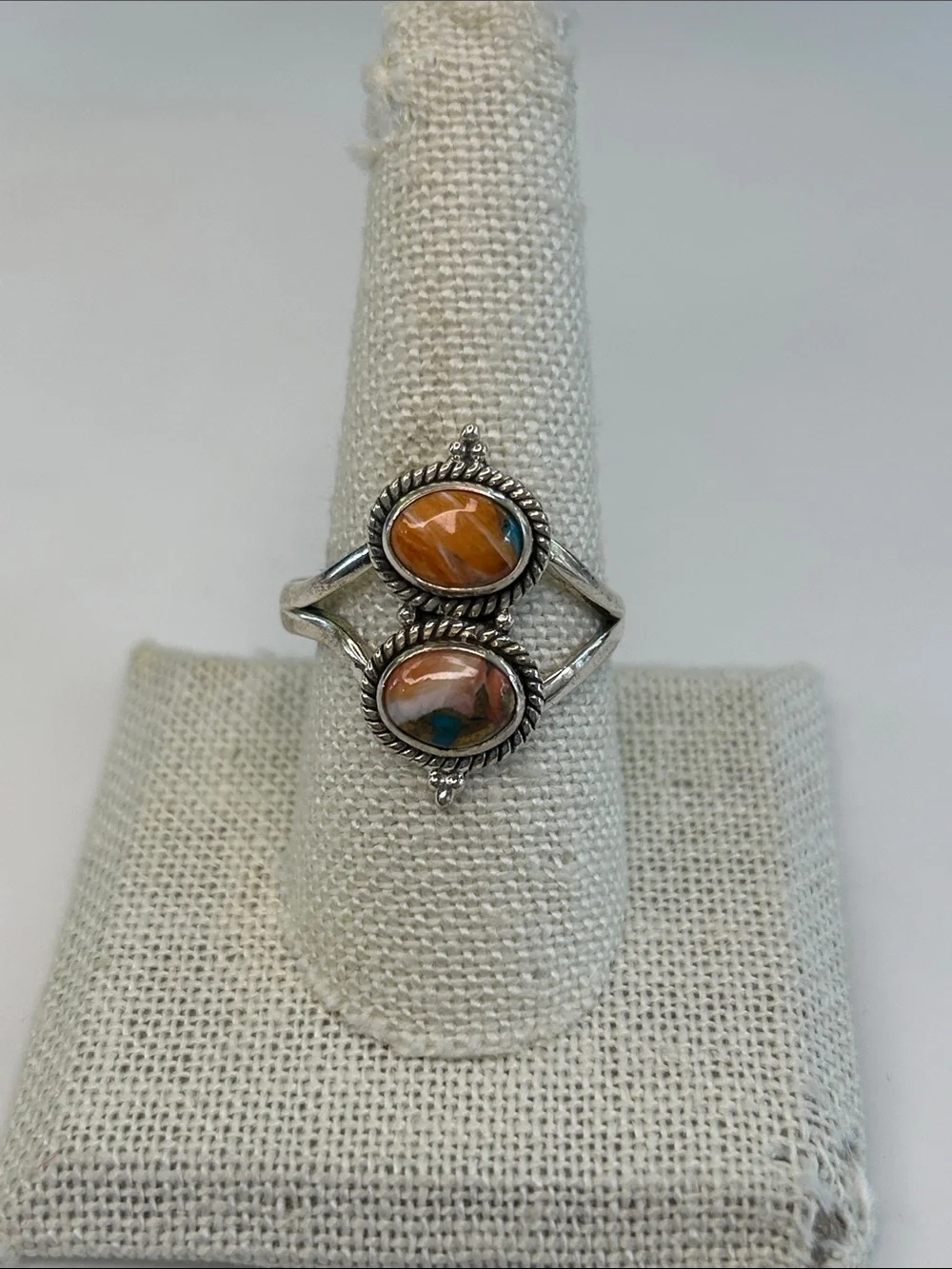 Sterling Silver Spiny Oyster Turquoise Ring Size 9.5 YS India